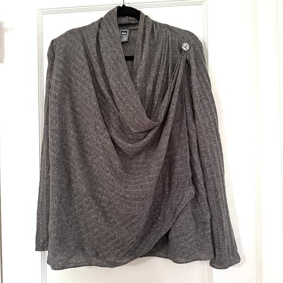 REI Sweaters - REI Wrap Sweater Gray Ribbed Lightweight Knit Draped Front